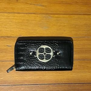 IMAN Global Chic Croco-Embossed Zip Around Wallet- Black